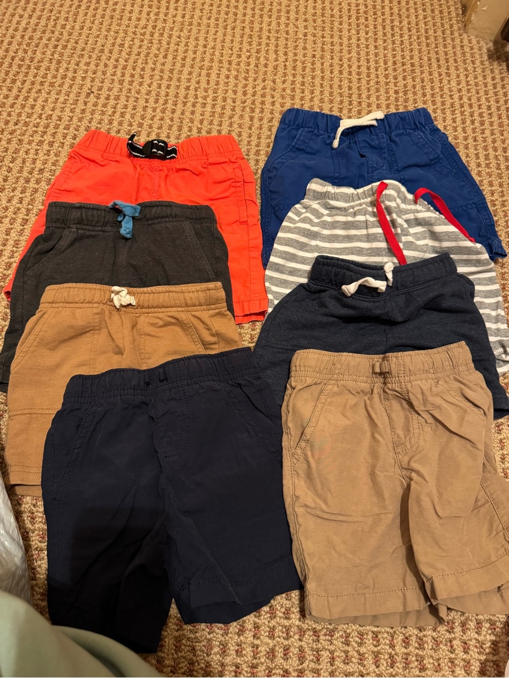 Cat & Jack Boys Shorts Pack - Orange, Blue, Navy, Khaki, Gray Stripes